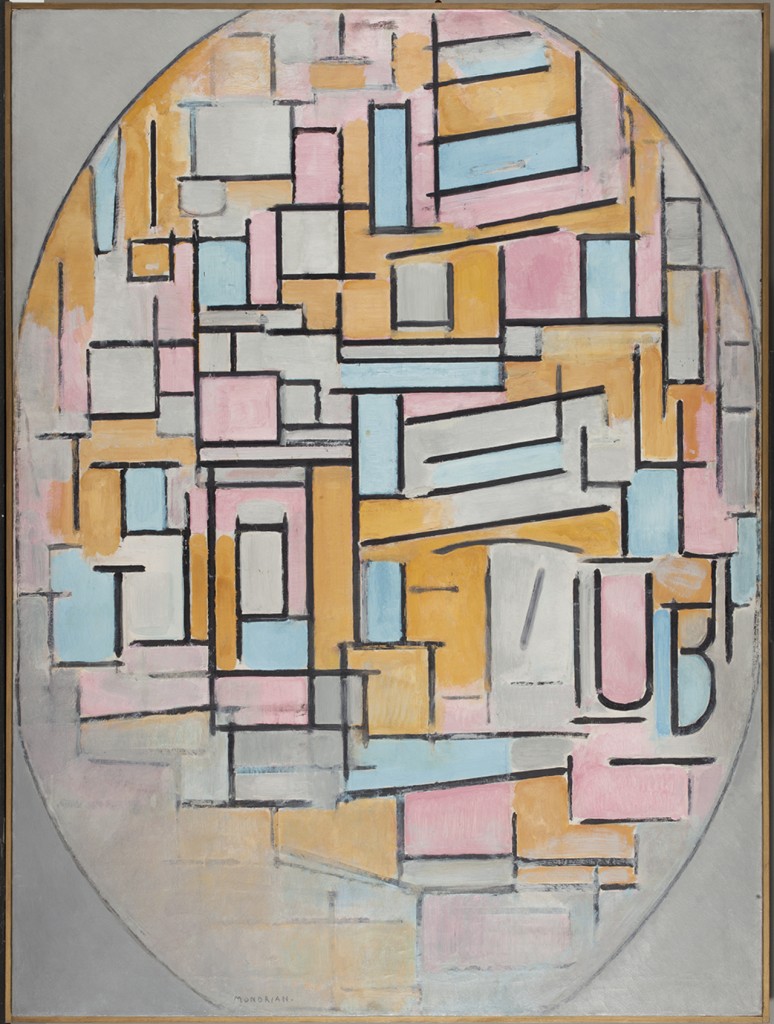Composição com Oval em cores planas II (1914) de Piet Mondrian.